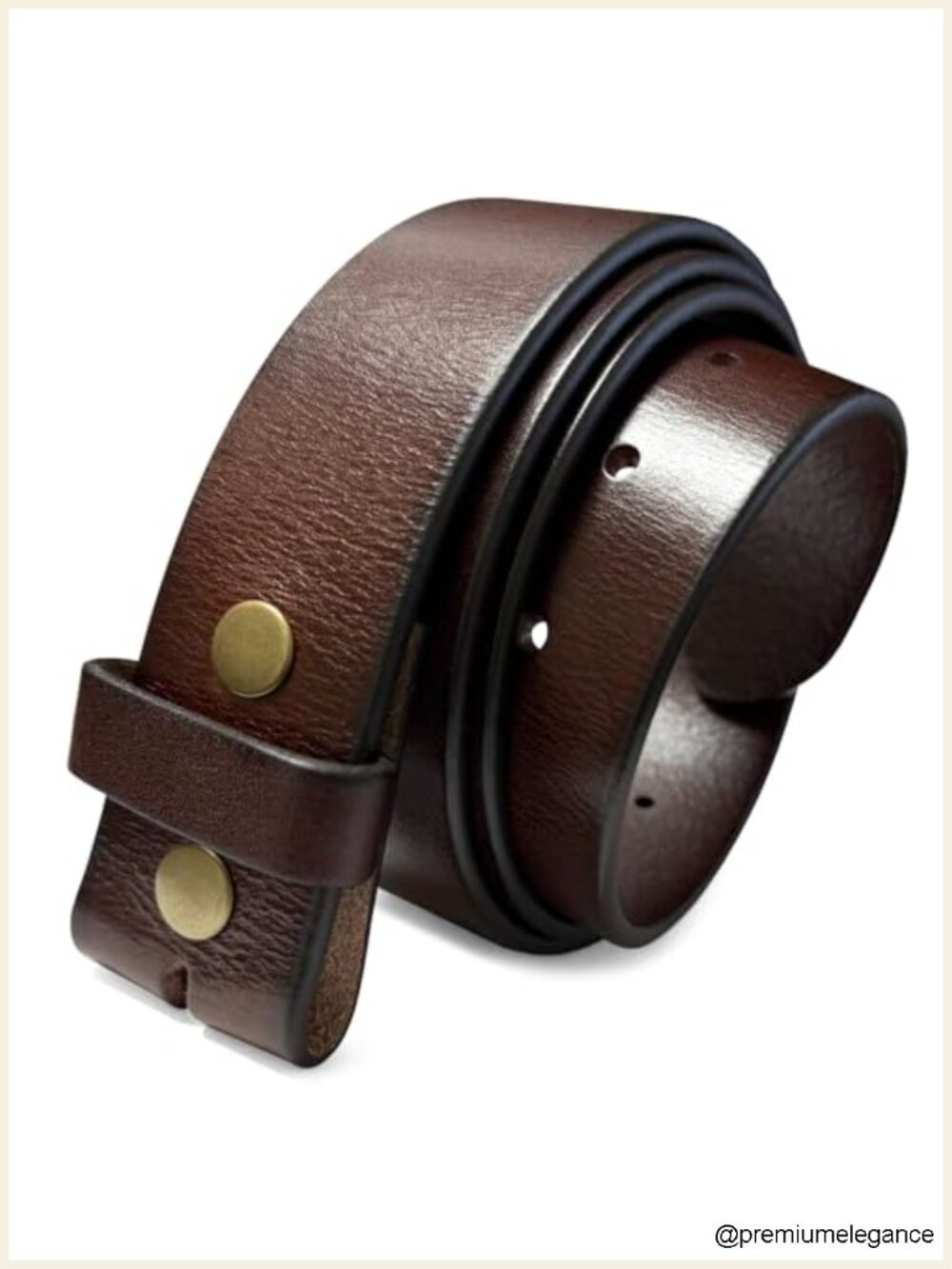 Genuine Leather Wide Belt Strap with Snaps
